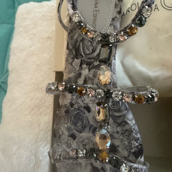 PRICE DROP Preowned Carolinna Espinosa Rhinestone Sandals. Size 9 1/2 Medium. - Picture 7 of 7